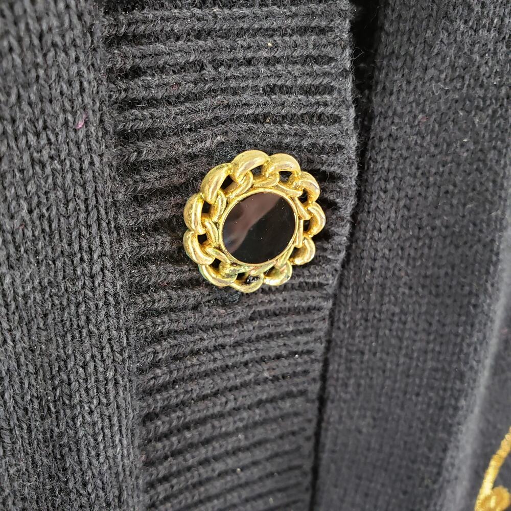 Elisabeth by Liz Claiborne Size 1X* Cardigan Black and Gold Chain Button-Down - Picture 7 of 10